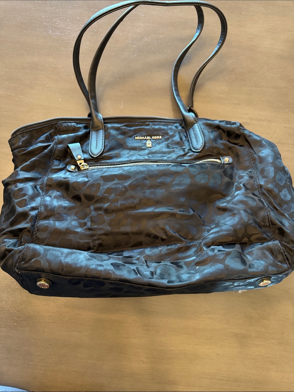 Michael Kors Black Signature Shoulder bag with Gold Hardware